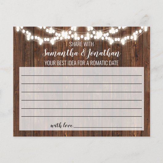 Freigeben einer Date Idea Rustic Brautparty Card Flyer (Vorne)