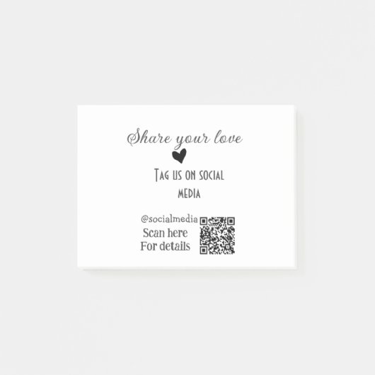 Freigeben Sie Liebe Scan QR-Code hinzufügen sozial Post-it Klebezettel (Vorderseite)