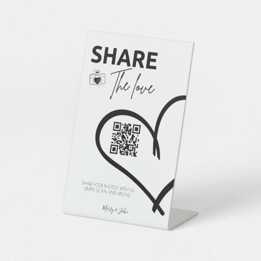 Freigeben von Liebe Wedding Foto QR-Code Sockelschild (Vorderseite)
