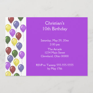 Freigebige Ballon-Einladung (lila) Einladung