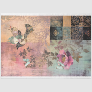 Freigeist Vintage Patchwork Vogel & Floral Seidenpapier