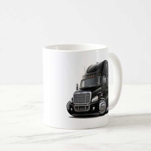 Freightliner Cascadia schwarzer LKW Kaffeetasse (VorderseiteRechts)