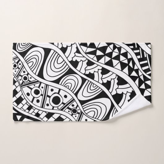Freihändiges Schwarz-Weiß-Muster Handtuch (Handtuch)