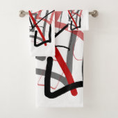 Freihandlinien für Schwarz und Rot Badhandtuch Set (Insitu)