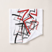 Freihandlinien für Schwarz und Rot Badhandtuch Set (Waschlappen)