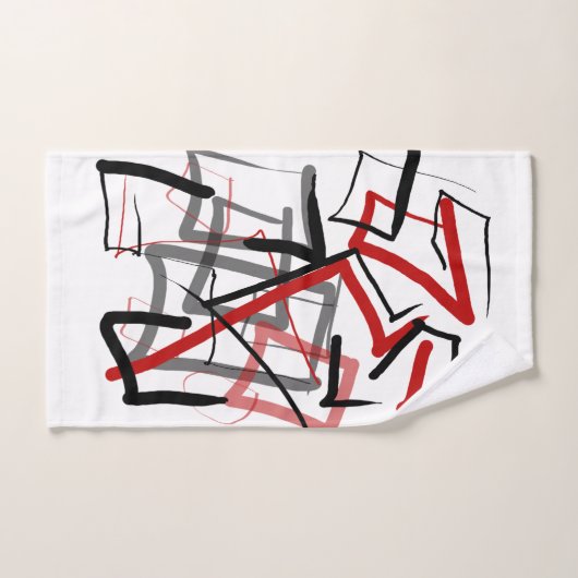 Freihandlinien für Schwarz und Rot Badhandtuch Set (Handtuch)