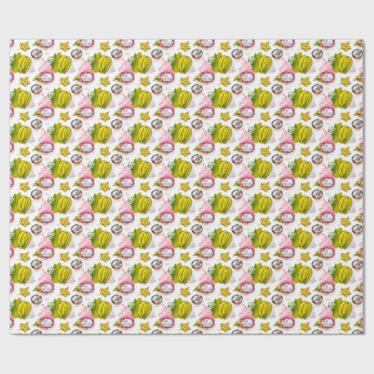 Freihandtexturiertes Fruchtmuster Geschenkpapier (Flach)