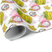 Freihandtexturiertes Fruchtmuster Geschenkpapier (Rolleneckpunkt)