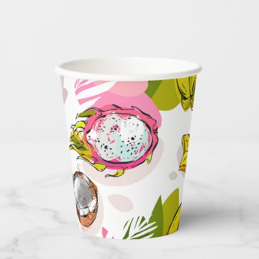 Freihandtexturiertes Fruchtmuster Pappbecher (Vorderseite)