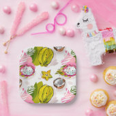 Freihandtexturiertes Fruchtmuster Pappteller (Party)