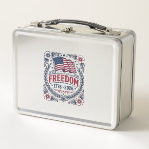 Freiheit 1776 Patriotischer Vintage-Flagge Blumenh Metall Brotdose