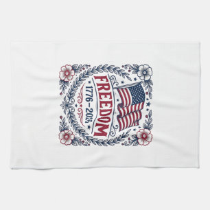 Freiheit 1776 Patriotischer Vintage-Flagge Floral- Geschirrtuch