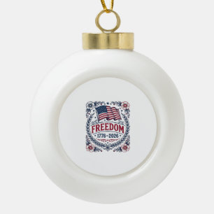 Freiheit 1776 Patriotischer Vintage-Flagge Floral- Keramik Kugel-Ornament