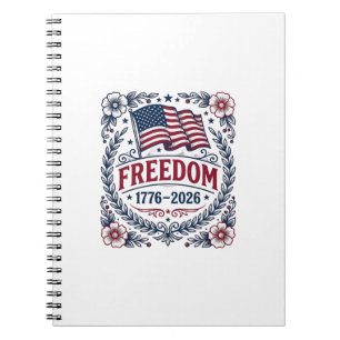 Freiheit 1776 Patriotisches Vintage-Flagge Floral- Notizblock
