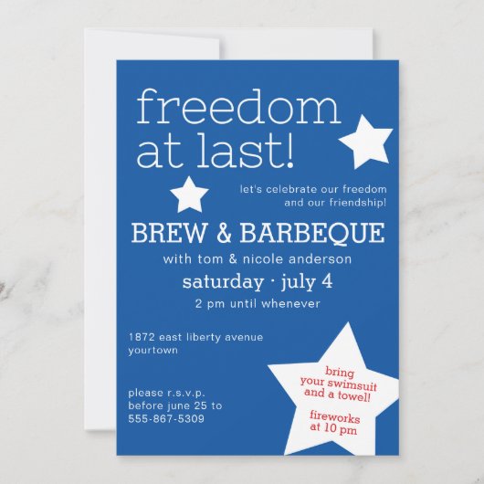 Freiheit | 4. Juli | Unabhängigkeitstag Einladung (Vorderseite)