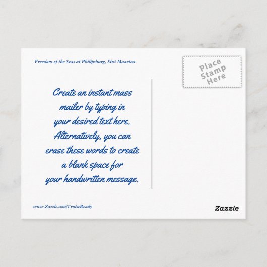 Freiheit bei St. Martin Custom Cruise Mailer Postkarte (Rückseite)