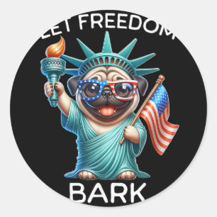 Freiheit des Unabhängigkeitstages Mops Runder Aufkleber