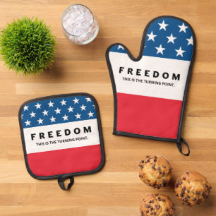 Freiheit ein echter Patriot Ofenhandschuh & Topflappen-Set