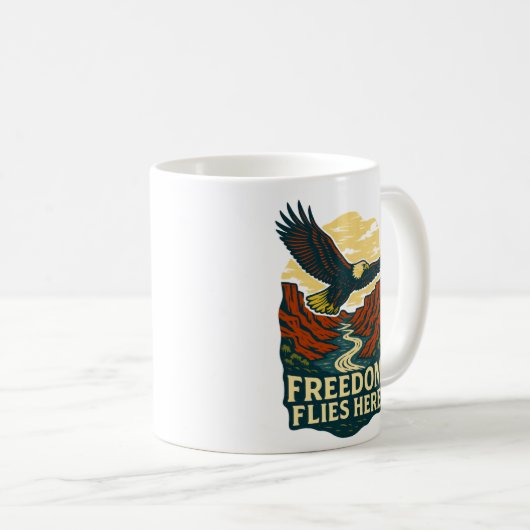 Freiheit fliegt hier Retro-Adlerwerk Kaffeetasse (VorderseiteRechts)