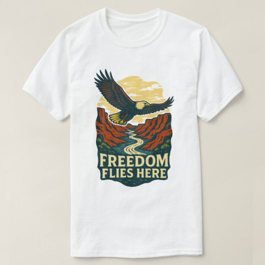 Freiheit fliegt hier Retro-Adlerwerk T-Shirt (Design vorne)