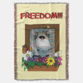 Freiheit Flucht Lustige Katze Gelbe Blumen Fenster Decke (Vorderseite Vertikal)