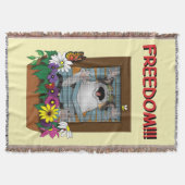 Freiheit Flucht Lustige Katze Gelbe Blumen Fenster Decke (Vorderseite)
