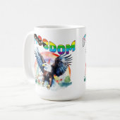 Freiheit - Frohe LGBTQIA+ Pride Kaffeetasse (Vorderseite Links)