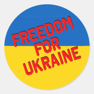 FREIHEIT FÜR UKRAINE mit Flagge Runder Aufkleber