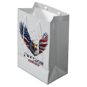Freiheit geht tief Patriotischer USA-Stolz Aufkleb Mittlere Geschenktüte