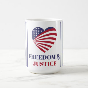 Freiheit & Gerechtigkeit Amerikanische Flagge mit Kaffeetasse