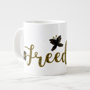 Freiheit Golden Boho Frühling Schmetterling Kallig Jumbo-Tasse