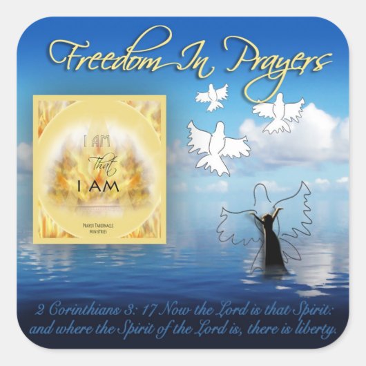Freiheit im Gebet-Aufkleber Quadratischer Aufkleber (Vorderseite)