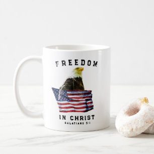 Freiheit in Christus Weißkopfseeadler und USA-Flag Kaffeetasse