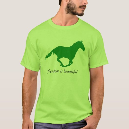 Freiheit ist ein schönes "grünes Pferd" T-Shirt (Vorderseite)