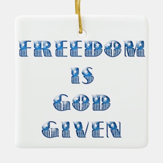 Freiheit ist Gott gegeben, blau Keramikornament (Vorderseite)