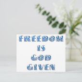 Freiheit ist Gott gegeben, blau Postkarte (Stehend Vorderseite)
