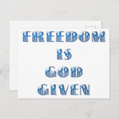 Freiheit ist Gott gegeben, blau Postkarte (Vorne/Hinten)