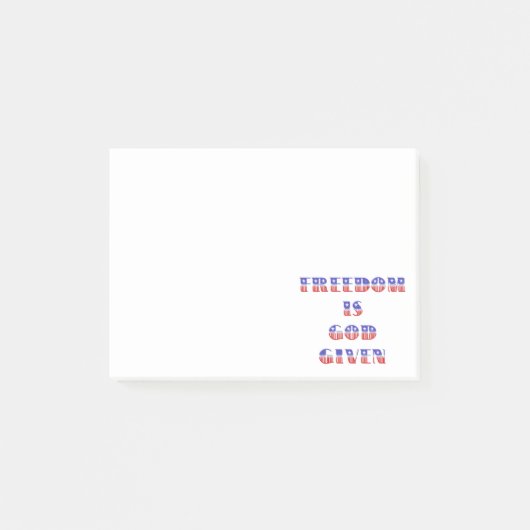 Freiheit ist Gott gegeben, rot weiß und blau Post-it Klebezettel (Vorderseite)