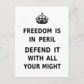 Freiheit ist in Gefahr. verteidigen Sie es mit all Postkarte (Vorderseite)