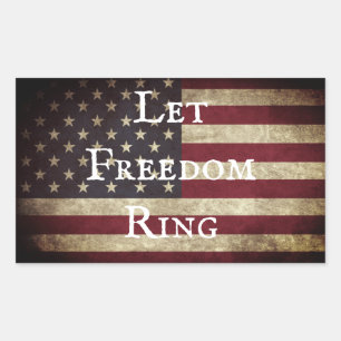 Freiheit klingt Vintage-Amerikanische Flagge Rechteckiger Aufkleber
