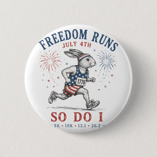 Freiheit läuft am 4. Juli - patriotischer Hase Button