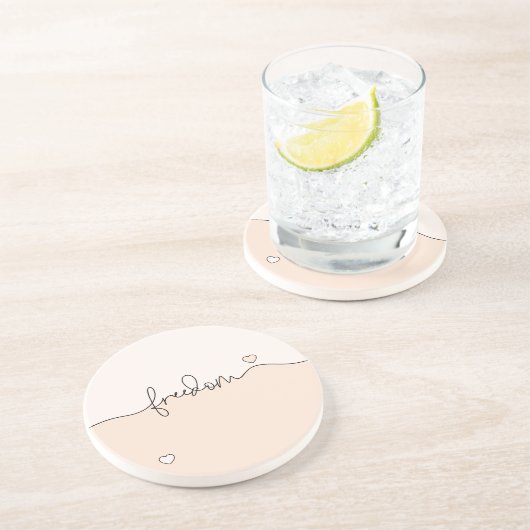 Freiheit Minimalistische Typografie Gestaltung Getränkeuntersetzer (Seite)