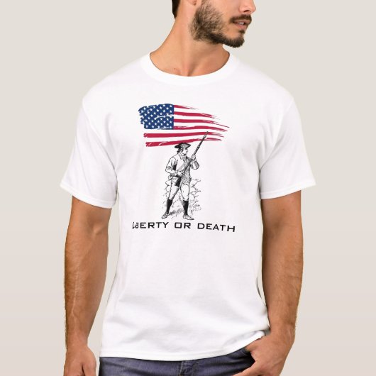 Freiheit oder Tod, Minuteman mit Flagge T-Shirt (Vorderseite)