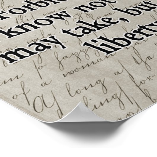 Freiheit oder Tod — Patrick Henry Zitat — drucken Poster (Ecke)