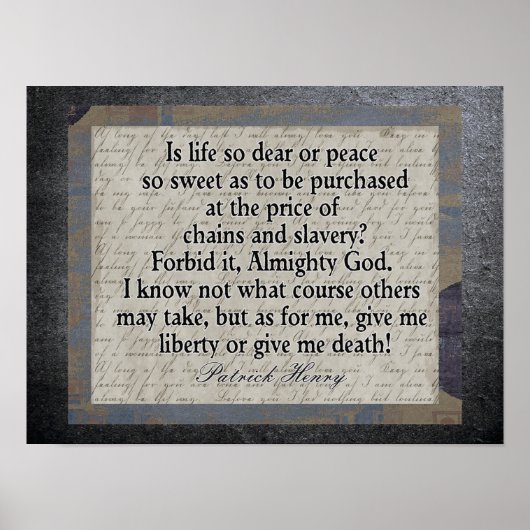 Freiheit oder Tod - Zitat der amerikanischen Revol Poster (Vorne)
