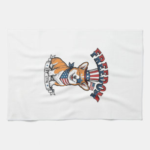 Freiheit Patriotischer Corgi Vintage Gravur T-Shir Geschirrtuch
