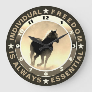 Freiheit (Pferd) Acrylmauer Große Wanduhr