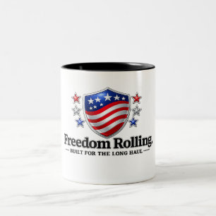 Freiheit Rollendes Patriotisches Schild Logo   Ame Zweifarbige Tasse
