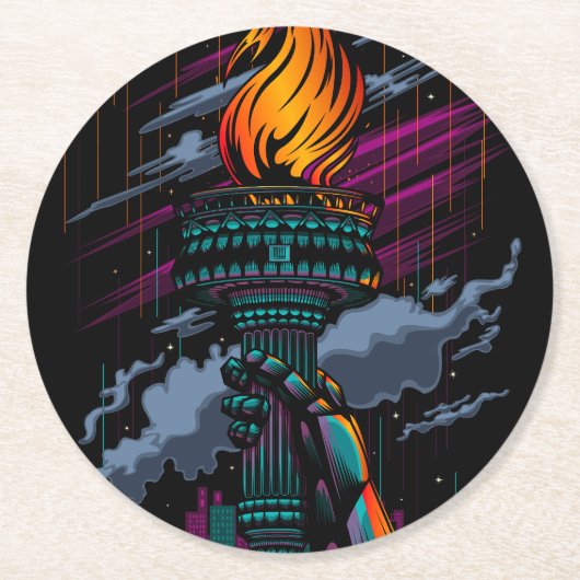 Freiheit Runder Pappuntersetzer (Vorderseite)