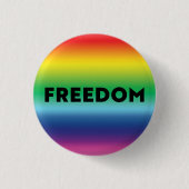 Freiheit schwarze Typografie Regenbogenverlauf Mus Button (Vorderseite)